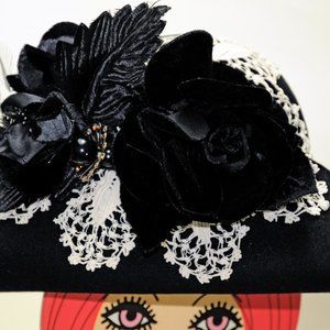 Women's Picture Frame Wide Brim Hat 100%Wool OOAK